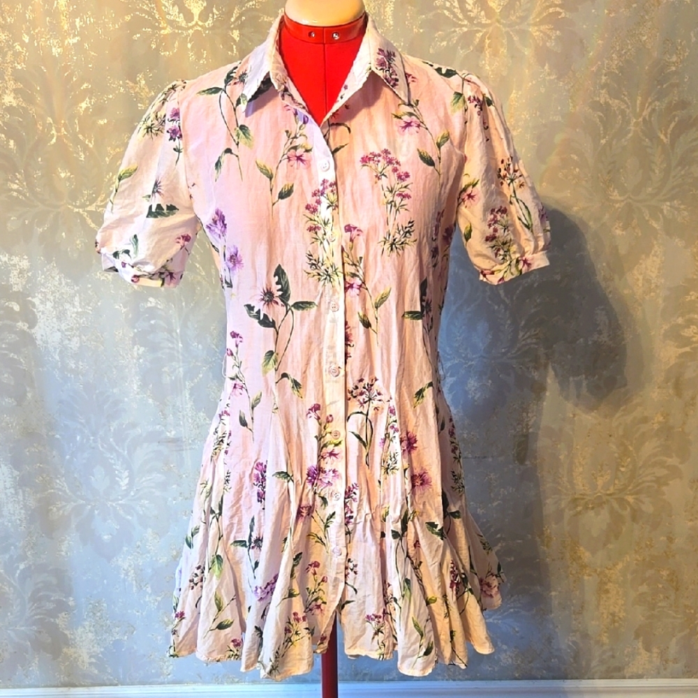 Dixie Cotton Silk Floral Button-Up Dress